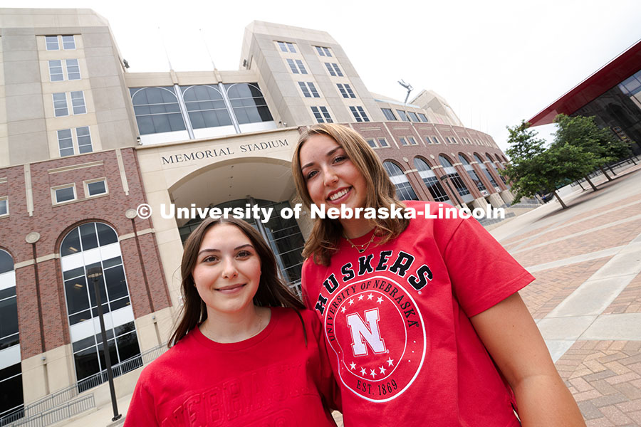 250716_PSA_Haring_3067.jpg Sisters Madison and Lauren Haring outside of Memorial Stadium. The Haring family was featured in the