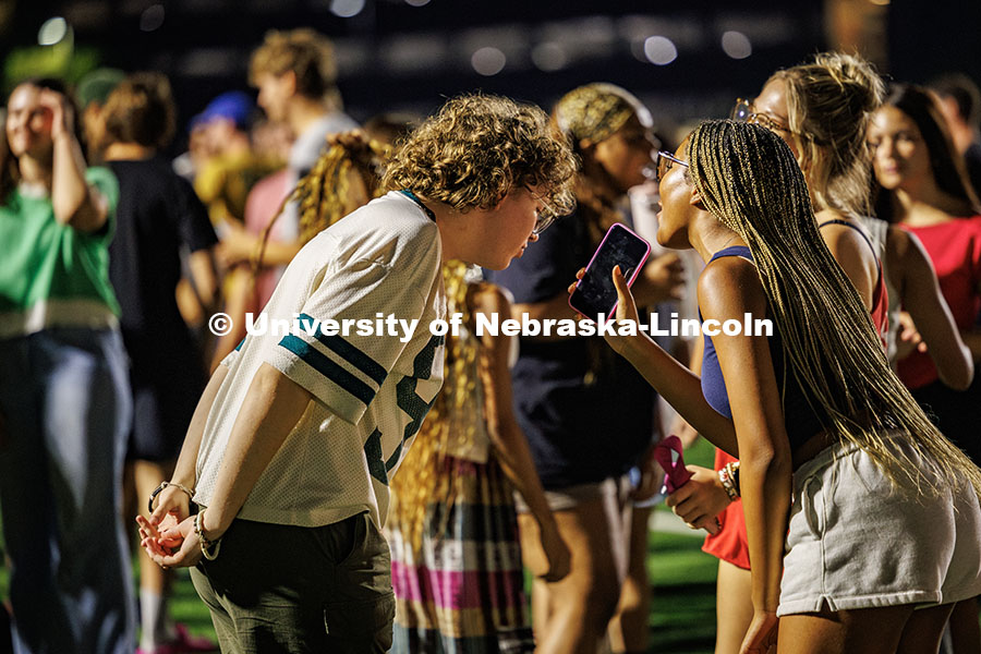250821_Playfair_762.jpg Students give each other interviews to get to know each other better during Playfair. More than a th