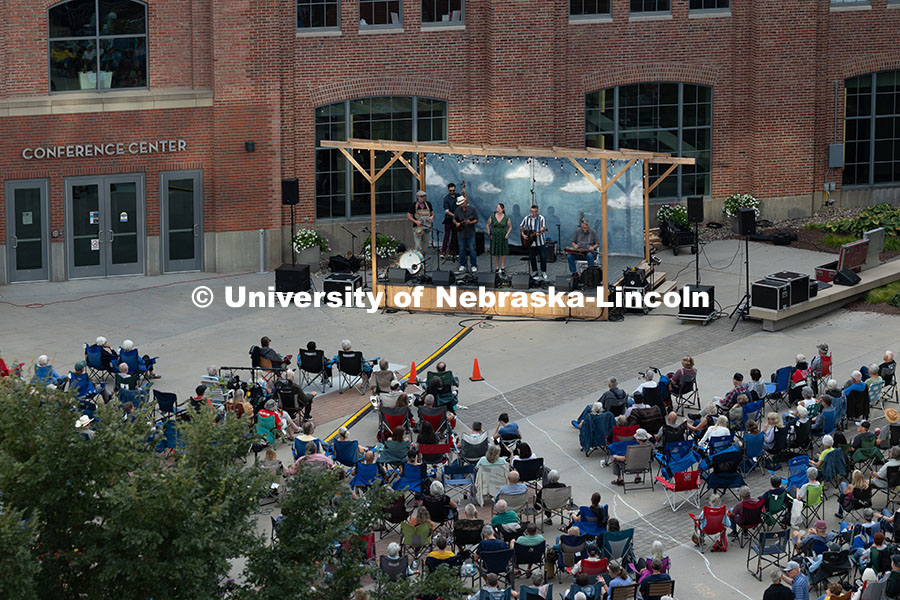 The Bottle Tops perform during the Nebraska Bluegrass Concert Series in the plaza at Nebraska Innova
