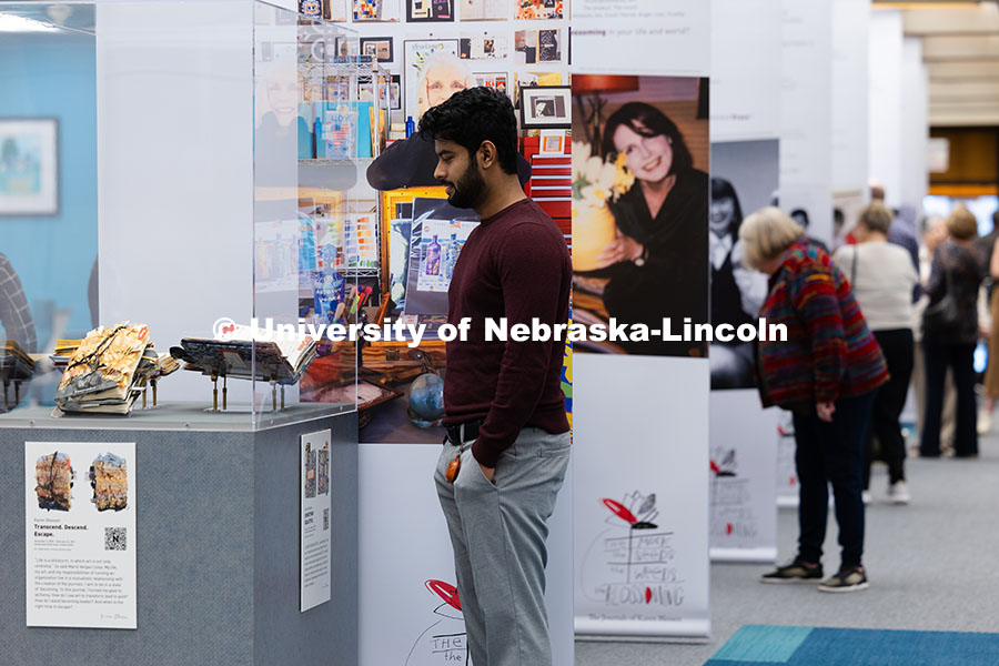 M.A.U. Shariff, a computer science doctoral student, takes a break from studying in Love Library to 
