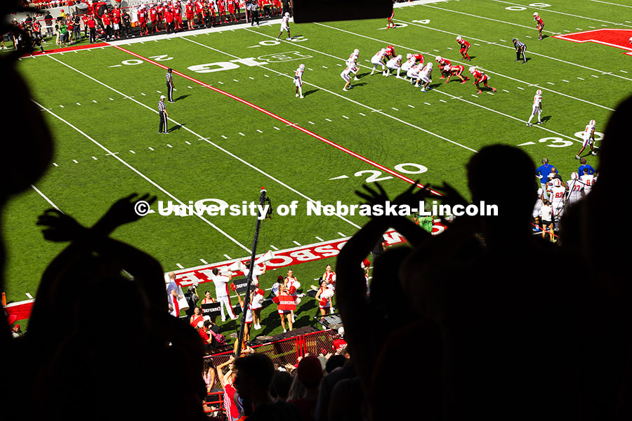 250913_NU_vs_HCU_7351.jpg Fans in the east stadium cheer as the Huskers play Houston Christian University. Nebraska football v