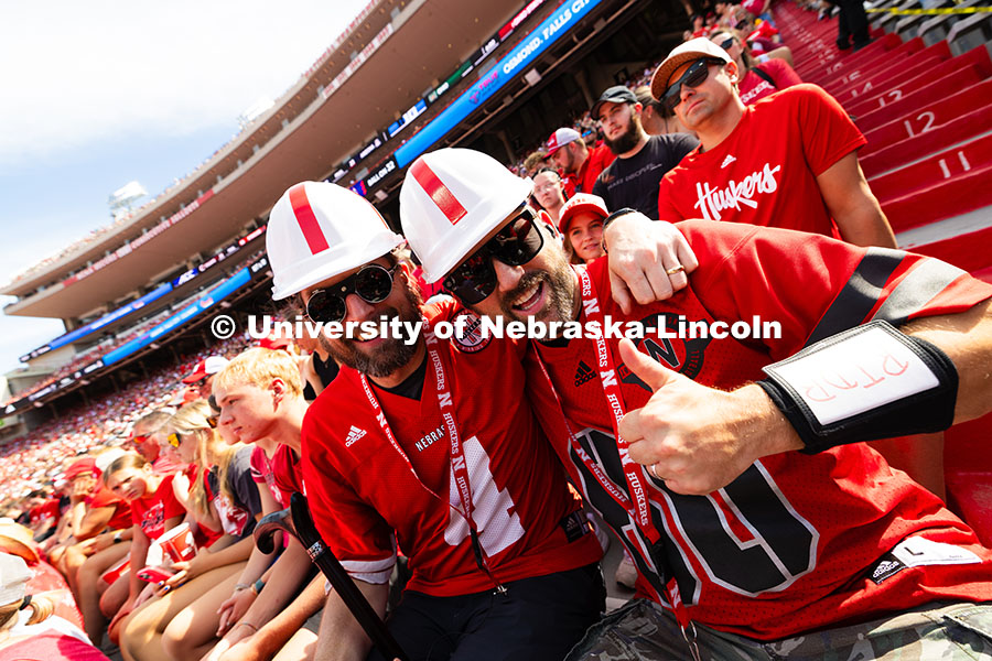 250913_NU_vs_HCU_7376.jpg Friends Jon Shaw (left) and JP Ladd come to Lincoln once a year in honor of Shaw's father, who origi