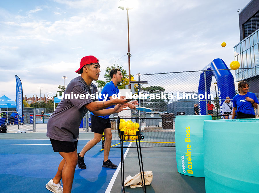 Students compete in a pickleball game challenge at the Owala College Pickleball Tour pop-up. Septemb