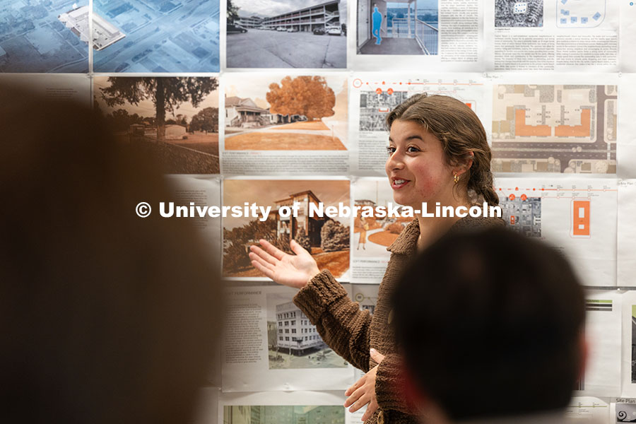 251015_ARCH_9510.jpg Sierra Elste, a third-year architecture student, speaks to her classmates during their mid-term pres