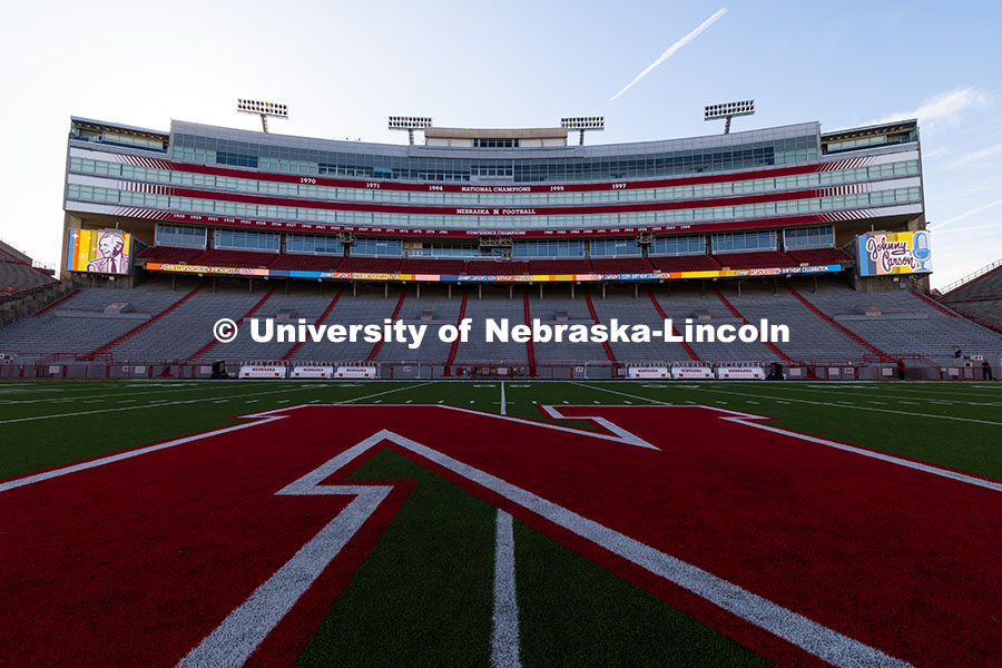 251016_Carson_100_9793.jpg Graphics commemorate Johnny Carson's 100th birthday on the screens in Memorial Stadium. October 16,