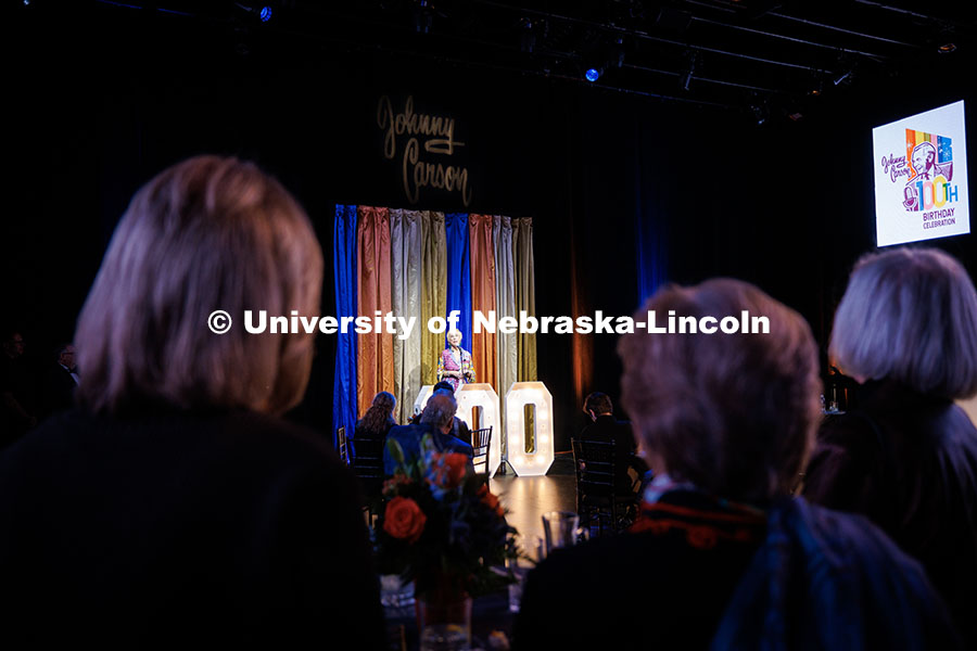 251023_Carson_100_014.jpg Megan Elliott, Johnny Carson Endowed Director in Emerging Media Arts, speaks to the audience inside
