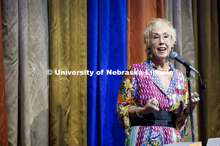 251023_Carson_100_026.jpg Megan Elliott, Johnny Carson Endowed Director in Emerging Media Arts, speaks to the audience inside