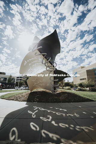 Torn Notebook sculpture in front of the Visitors Center. October 5, 2016. 