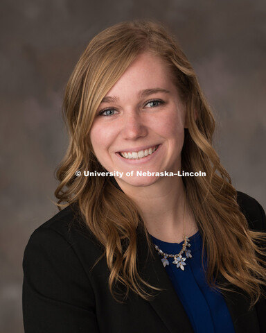 Studio portrait of Ashley Quiring, Chancellor's Scholar. March 20, 2017. 