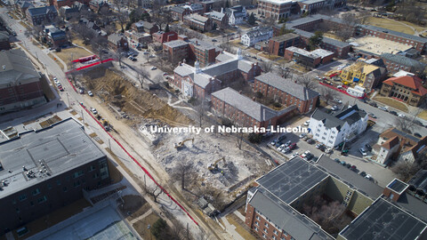 The cleanup of the rubble from the Cather Pound Residence Halls implosion is almost complete. Februa