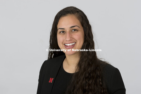 Studio portrait of Jena Mendoza. Admissions Counselors. February 26, 2018. 