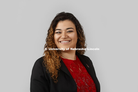 Studio portrait of Jessica Hughes, Admissions Counselor. May 7, 2018. 