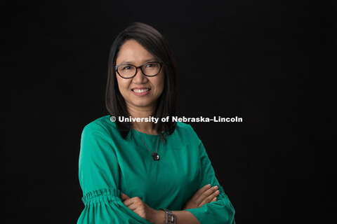 Studio portrait of Anusana Abdel-Monem, Exhibitions Assistant, International Quilt Study Center and 