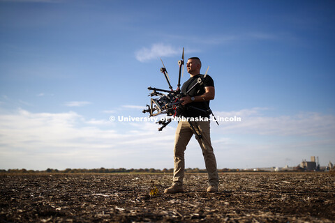 Nebraska's Adam Plowcha, graduate student in computer science and Navy veteran, pilots a large UACV 