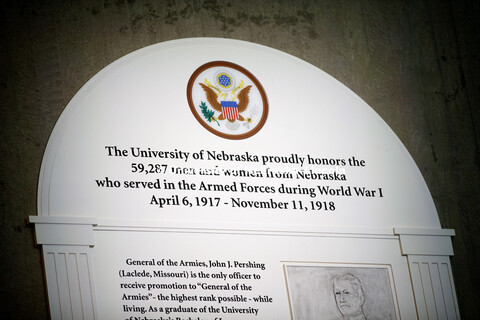 A new display commemorating the World War I service of Nebraskans and University of Nebraska student