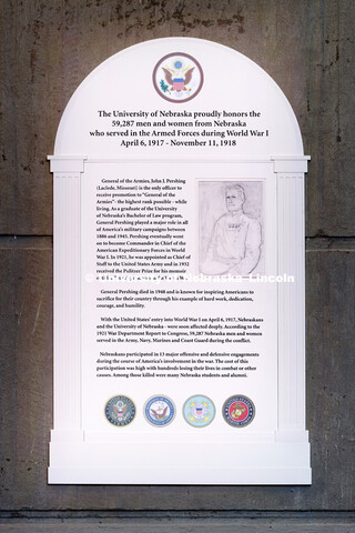 A new display commemorating the World War I service of Nebraskans and University of Nebraska student