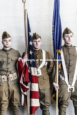 ROTC Color Guard members wore actual World War 1 uniforms for the ceremony. A new display commemorat