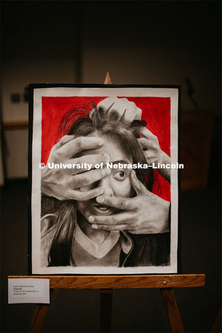 Student artwork on display at the Our Nebraska: Express Yourself Expo in the Oasis Center. January 3