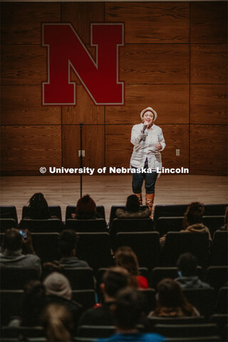 Our Nebraska: Express Yourself Expo in the Oasis Center. Vocal performance by a student singer. Janu