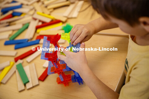 Ruth Staples Child Development Lab student teachers and children work with children at the Malone Ce