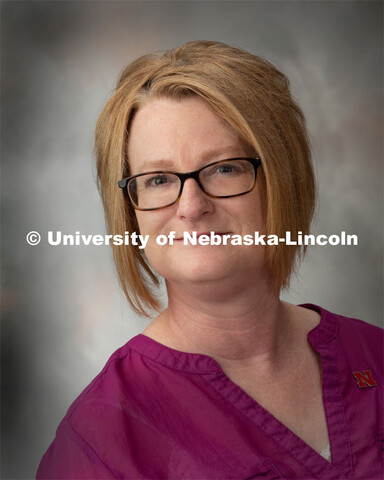 Studio portrait of Andi Hallberg, Office Associate, Animal Science. July 11, 2019. 