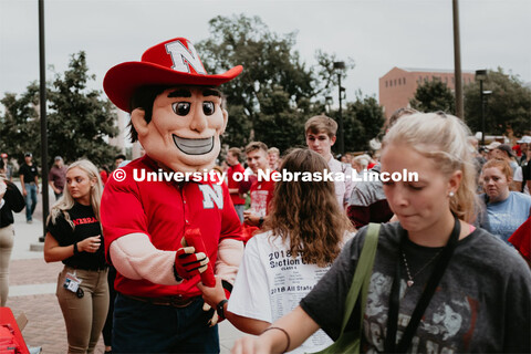 Herbie handing out free stuff. Students had the opportunity to engage with more than 350 booths host