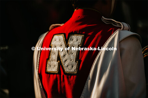 Back of Cornhusker Marching Band uniform. Nebraska vs. Northern Illinois football game. September 14