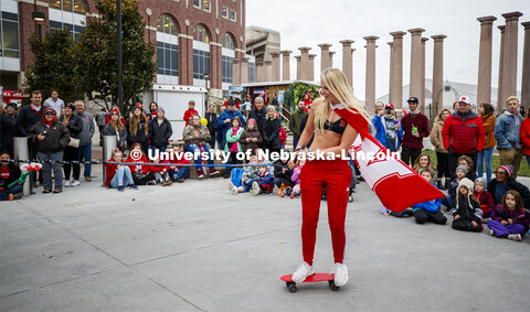 Allison Hinrichs, junior from Lincoln, is pulled by the truck and boat holding the rest of the water
