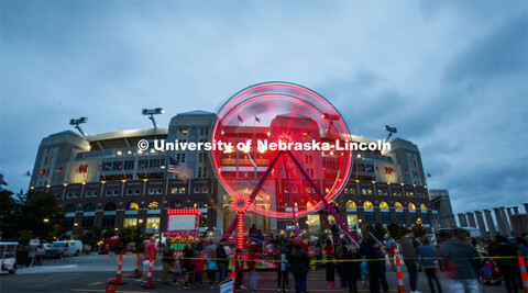 A Ferris wheel on the east side of Memorial Stadium gave its riders a view of the stadium loop. Corn