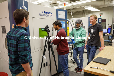 Engineering photoshoot in Mechanical and Materials Engineering in Nebraska Hall. November 22, 2019. 