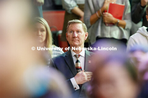 New NU President Ted Carter attends the Graduate Commencement and Hooding at the Pinnacle Bank Arena