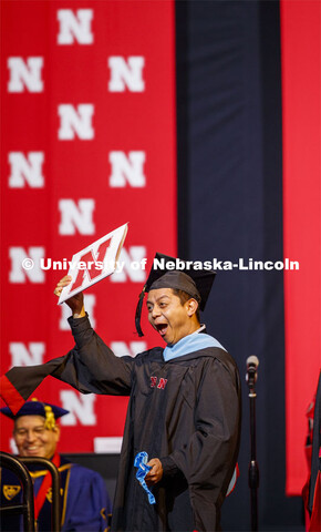 Hector de Jesus Palala Martinez celebrates his masters degree. Graduate Commencement and Hooding at 