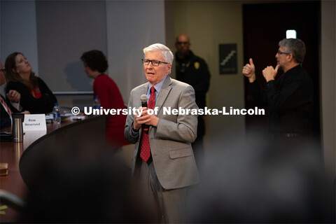 Archie Clutter, Dean of Agricultural Research Division, speaks at The State of Our University. The N