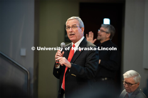 Charles Hibberd, Dean of Cooperative Extension Division, addresses a full house at The State of Our 