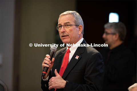 Charles Hibberd, Dean of Cooperative Extension Division, addresses a full house at The State of Our 