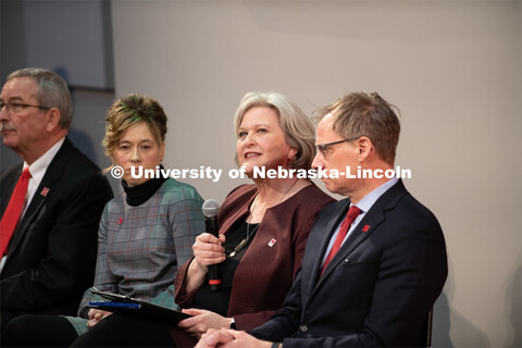 Katherine Ankerson, Dean of Architecture, speaks at The State of Our University address. The N2025 s