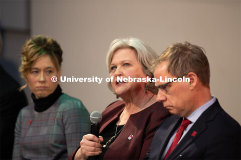 Katherine Ankerson, Dean of Architecture, speaks at The State of Our University address. The N2025 s