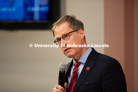 Mark Button, Dean of Arts and Science, speaks at The State of Our University address. The N2025 stra