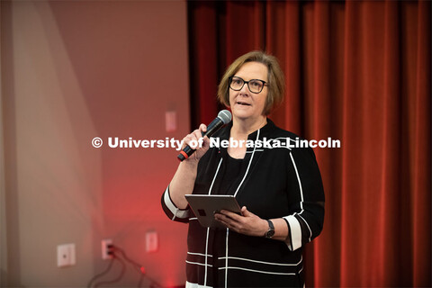 Sherri Jones, Dean of Education and Human Sciences, speaks at The State of Our University address. T