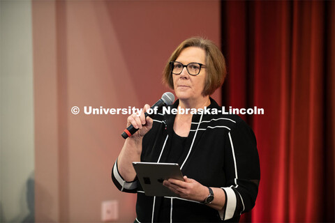 Sherri Jones, Dean of Education and Human Sciences, speaks at The State of Our University address. T