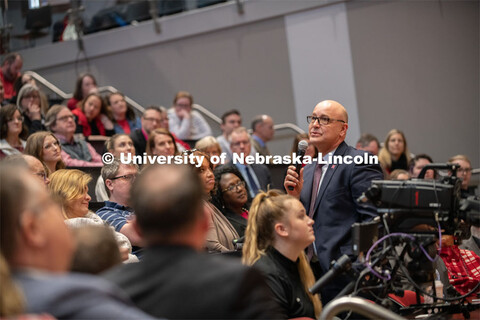 Michael Boehm, Vice Chancellor Institute of Agriculture and Natural Resources, addresses a question 