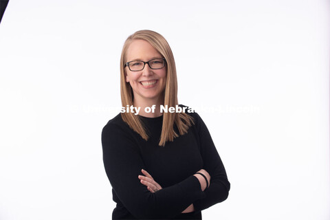 Studio portrait of Allison Wortmann, Big Red Business Center. March 6, 2020. 