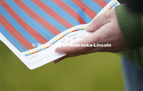 A detailed map records each genotype's place in the field. James Schnable corn research group plants