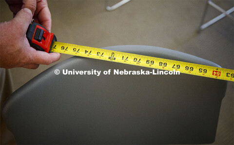 Avery Hall classrooms are being measured for fall social distancing of students. June 1, 2020. 