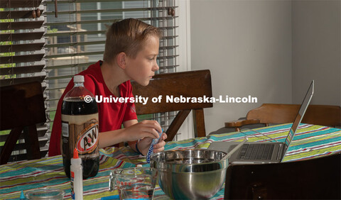 Evan Washburn of Lincoln, participates in the "Virtual Vibes" 4-H Camp. Camp participants receive a 