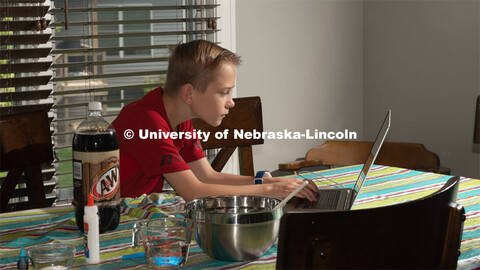 Evan Washburn of Lincoln, participates in the "Virtual Vibes" 4-H Camp. Camp participants receive a 