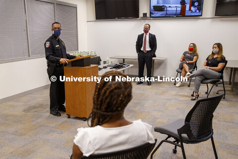 New University of Nebraska-Lincoln Police Department Chief Hassan Ramzah gives his remarks to a soci