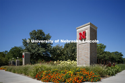 East Campus entrance gateway. First Day of classes on UNL campus. August 17, 2020. 