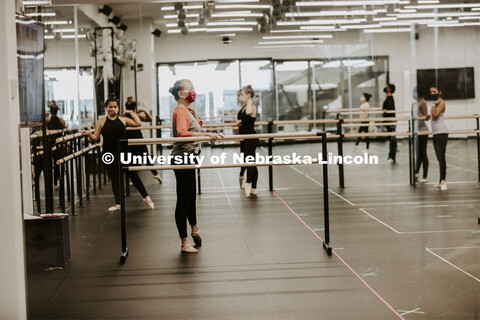 Lynne Nevin leads a Ballet class in the Carson Center dance studio. First day for in-person learning