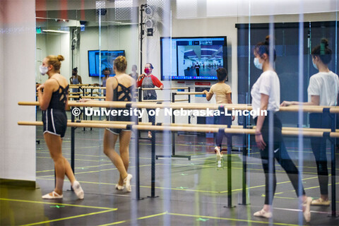 Lynne Nevin leads a Ballet class in the Carson Center dance studio. First day for in-person learning